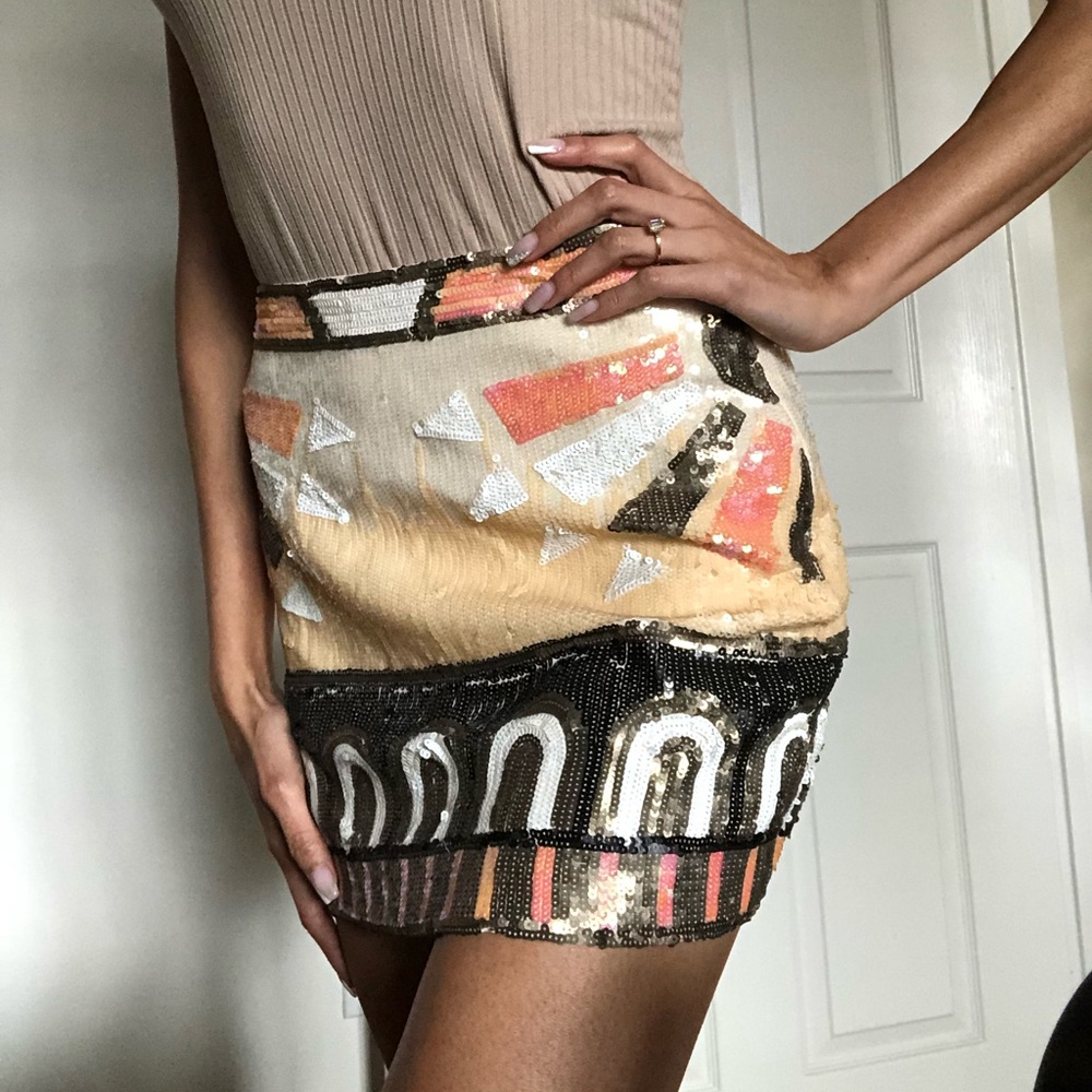 Sequin boho chic mini skirt